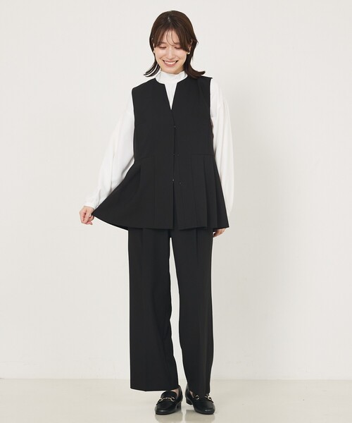 abahouse mavie（アバハウスマヴィ）の「【エニデイカセット】タック切り替えジレ/セミオケ/きれいめ/レイヤード/ベスト/シーズンレス（ベスト・レディース・ダークネイビー/ブラック/グレイッシュベージュ・36/38）」の7枚目の写真