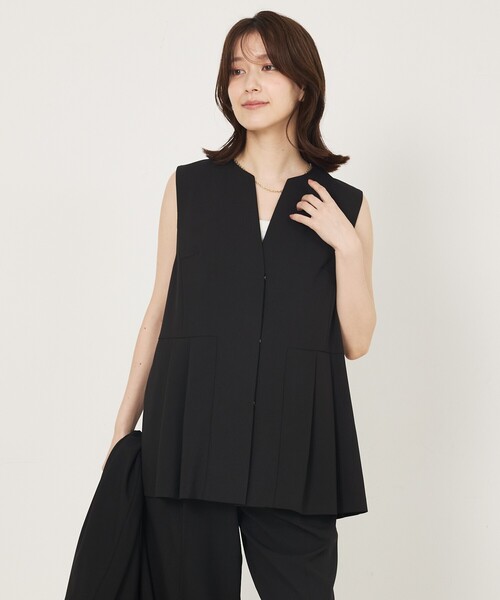 abahouse mavie（アバハウスマヴィ）の「【エニデイカセット】タック切り替えジレ/セミオケ/きれいめ/レイヤード/ベスト/シーズンレス（ベスト・レディース・ダークネイビー/ブラック/グレイッシュベージュ・36/38）」の16枚目の写真
