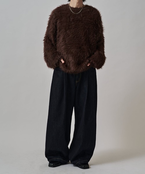 Lui's（ルイス）の「リジットワイドバギーデニムパンツ（デニムパンツ・メンズ・ブラック/インディゴブルー・34/32/30）」の6枚目の写真