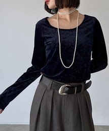 PAGEBOY | ベロア2WAYトップス(長袖) 【前後2WAY使用】(Tシャツ/カットソー)