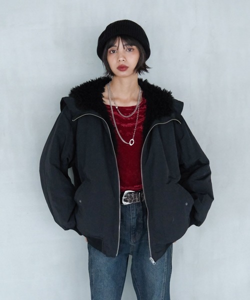 PAGEBOY（ページボーイ）の「ベロア2WAYトップス(長袖) 【前後２WAY使用】（Tシャツ/カットソー・レディース・オフホワイト/ブラック/レッド/ネイビー/マスタード・FREE）」の6枚目の写真