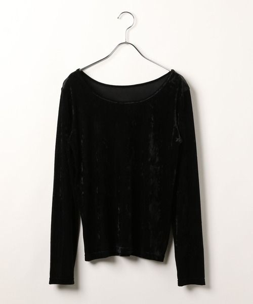 PAGEBOY（ページボーイ）の「ベロア2WAYトップス(長袖) 【前後２WAY使用】（Tシャツ/カットソー・レディース・オフホワイト/ブラック/レッド/ネイビー/マスタード・FREE）」の9枚目の写真