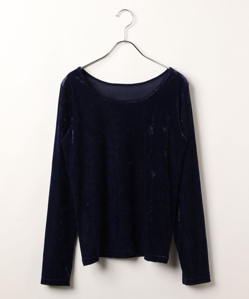 PAGEBOY（ページボーイ）の「ベロア2WAYトップス(長袖) 【前後２WAY使用】（Tシャツ/カットソー・レディース・オフホワイト/ブラック/レッド/ネイビー/マスタード・FREE）」の11枚目の写真