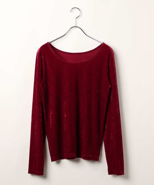 PAGEBOY（ページボーイ）の「ベロア2WAYトップス(長袖) 【前後２WAY使用】（Tシャツ/カットソー・レディース・オフホワイト/ブラック/レッド/ネイビー/マスタード・FREE）」の15枚目の写真