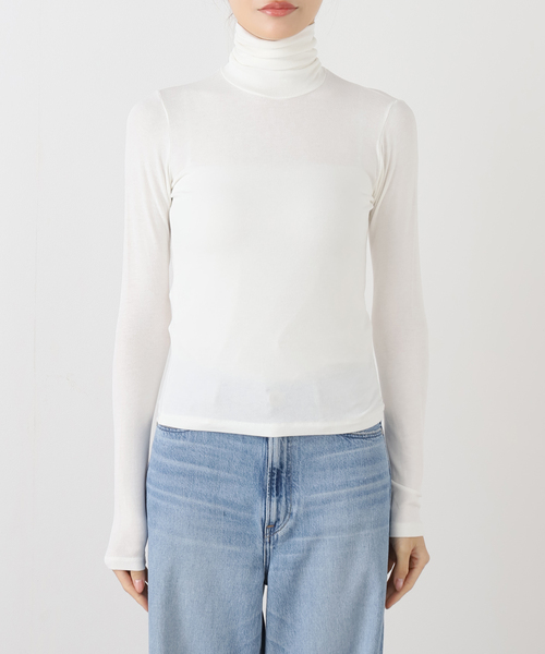 La TOTALITE(ラトータリテ)の「【洗える】Le / ル ロールネックトップ(Tシャツ/カットソー・レディース・アイボリー/チャコールグレー・FREE)」の3枚目の写真