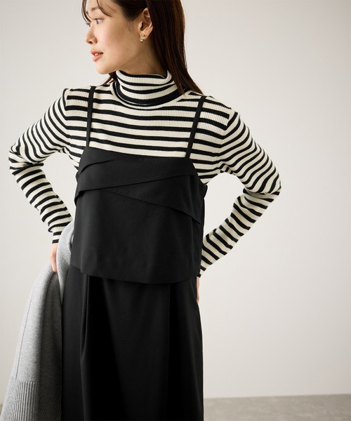 ROPE' PICNIC(ロペピクニック)の「セットアップ見えワンピース(ワンピース・レディース・チャコールグレー/ブラック/グレー・S/M)」の4枚目の写真