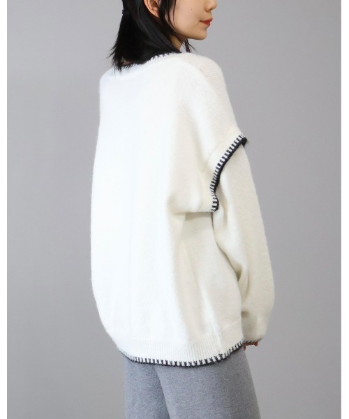 Doumoi（ドゥモエ）の「切り替えデザイン　ニット プルオーバー（ニット/セーター・レディース・アイボリー/ブラック・FREE）」の12枚目の写真