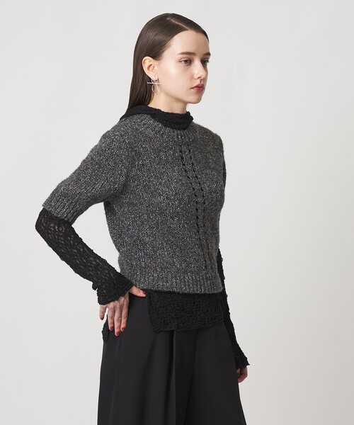 ASTRAET（アストラット）の「＜ASTRAET＞3G アイレット ショートスリーブニット（ニット/セーター・レディース・ダークグリーン/グレー系・FREE）」の3枚目の写真