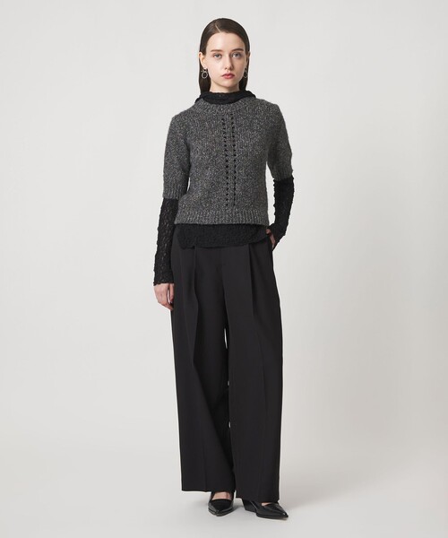 ASTRAET（アストラット）の「＜ASTRAET＞3G アイレット ショートスリーブニット（ニット/セーター・レディース・ダークグリーン/グレー系・FREE）」の4枚目の写真