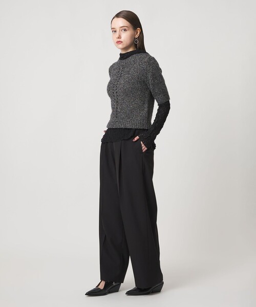 ASTRAET（アストラット）の「＜ASTRAET＞3G アイレット ショートスリーブニット（ニット/セーター・レディース・ダークグリーン/グレー系・FREE）」の5枚目の写真