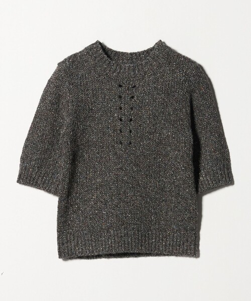 ASTRAET（アストラット）の「＜ASTRAET＞3G アイレット ショートスリーブニット（ニット/セーター・レディース・ダークグリーン/グレー系・FREE）」の6枚目の写真