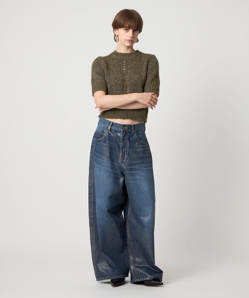 ASTRAET（アストラット）の「＜ASTRAET＞3G アイレット ショートスリーブニット（ニット/セーター・レディース・ダークグリーン/グレー系・FREE）」の13枚目の写真