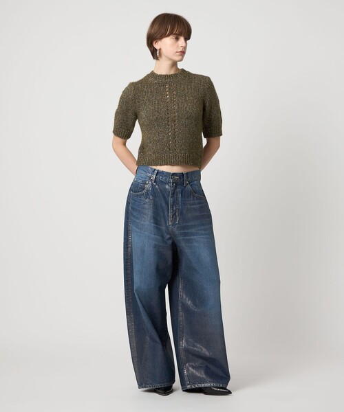 ASTRAET（アストラット）の「＜ASTRAET＞3G アイレット ショートスリーブニット（ニット/セーター・レディース・ダークグリーン/グレー系・FREE）」の14枚目の写真