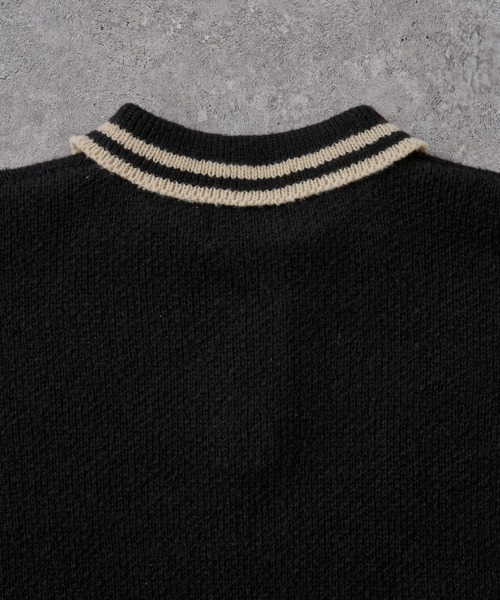 MONO-MART(モノマート)の「<ウォッシャブル/アンチピリング>オーバーサイズ ボーダー ニットポロ(ニット/セーター・メンズ・アイボリー/ブラック/チャコール/ネイビー/ブラック系・M/S/L)」の18枚目の写真