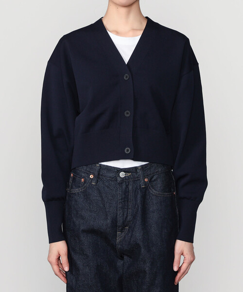 Bshop(ビショップ)の「NEUTRALWORKS | 〈別注〉 Vネックショートカーディガン WOMEN(カーディガン/ボレロ・レディース・ブラック/ダークネイビー・M)」の9枚目の写真