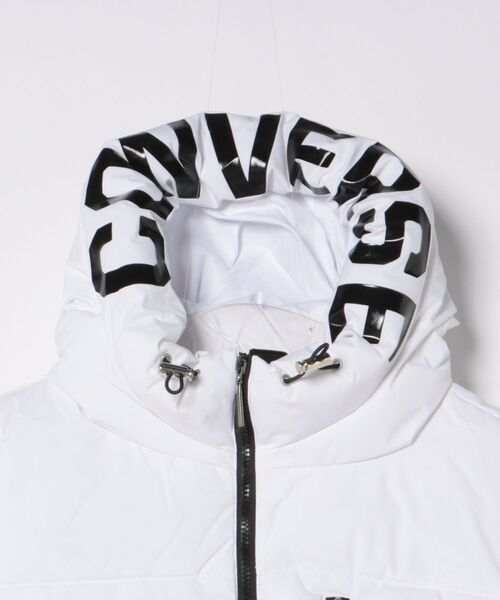 CONVERSE(コンバース)の「CONVERSE/コンバース 撥水 防風 ファイバーダウン中綿ベスト フードロゴ フーディー(ダウンベスト・メンズ・ブラック/ホワイト・LL/L/M)」の18枚目の写真