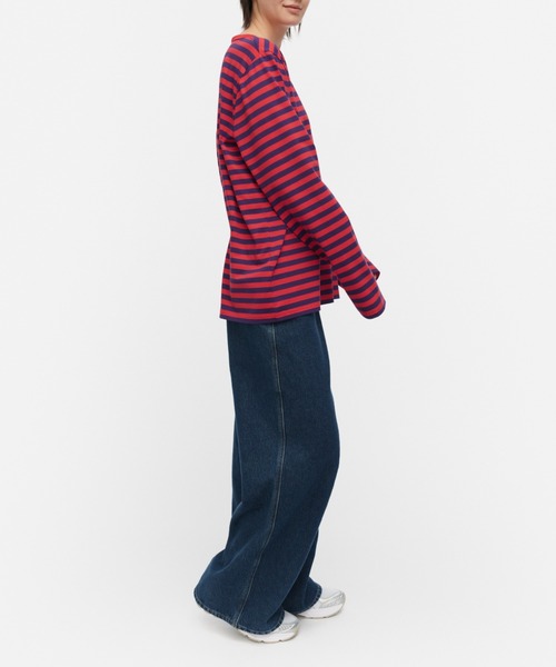 marimekko（マリメッコ）の「【kioski】Tasaraita Unikko / shirt（Tシャツ/カットソー・レディース・レッド・X-SMALL/LARGE/MEDIUM/SMALL）」の2枚目の写真