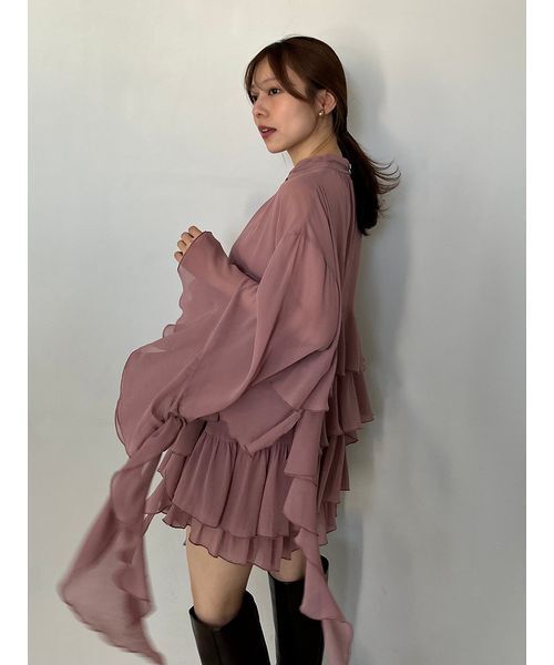 SNIDEL(スナイデル)の「リップルラインブラウス(シャツ/ブラウス・レディース・ローズ/ホワイト・F)」の3枚目の写真