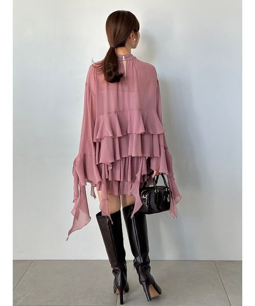 SNIDEL(スナイデル)の「リップルラインブラウス(シャツ/ブラウス・レディース・ローズ/ホワイト・F)」の6枚目の写真