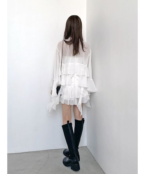 SNIDEL(スナイデル)の「リップルラインブラウス(シャツ/ブラウス・レディース・ローズ/ホワイト・F)」の9枚目の写真