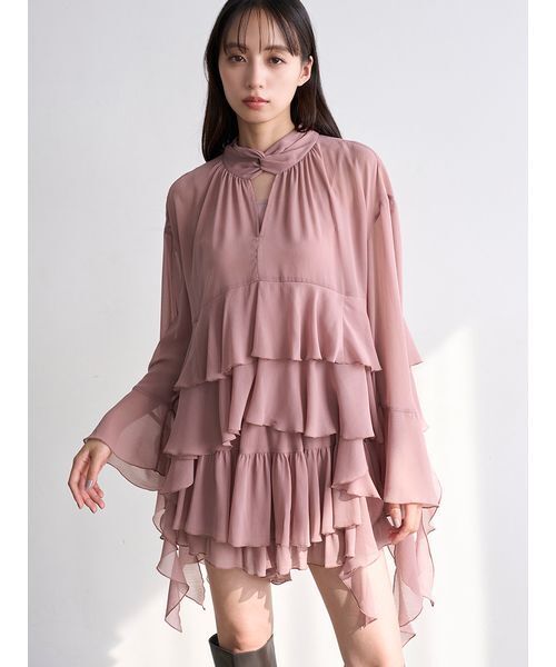 SNIDEL(スナイデル)の「リップルラインブラウス(シャツ/ブラウス・レディース・ローズ/ホワイト・F)」の11枚目の写真