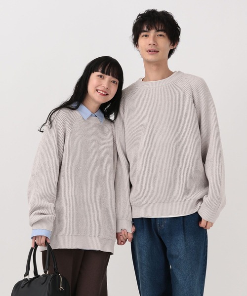 GLOBAL WORK(グローバルワーク)の「洗えるモールニット/581134(ニット/セーター・メンズ・チャコールグレー/ライトブルー/ブラック/ミント/アイボリー/グレイッシュベージュ・SMALL/MEDIUM/LARGE/X-LARGE)」の5枚目の写真