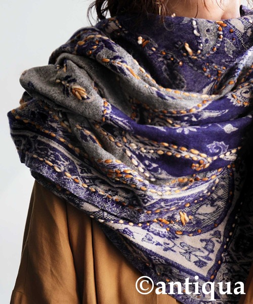 antiqua(アンティカ)のエスニック柄 大判ストール(ストール/ショール)