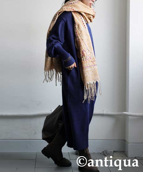 antiqua（アンティカ）の「エスニック柄 大判ストール（ストール/ショール・レディース・ベージュ/レッド/ネイビー/パープル/キャメル・FREE）」の19枚目の写真
