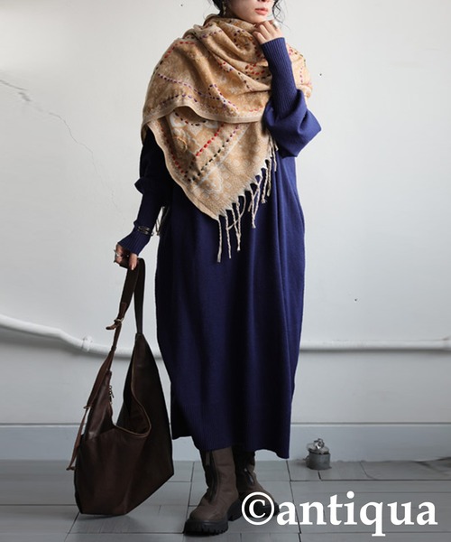 antiqua（アンティカ）の「エスニック柄 大判ストール（ストール/ショール・レディース・ベージュ/レッド/ネイビー/パープル/キャメル・FREE）」の21枚目の写真