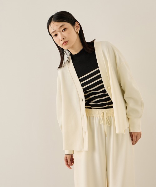 ketty(ケティ)の「カットジョーゼットTEXカーディガン≪手洗い可能≫(カーディガン/ボレロ・レディース・ブラック/オフホワイト・M)」の2枚目の写真
