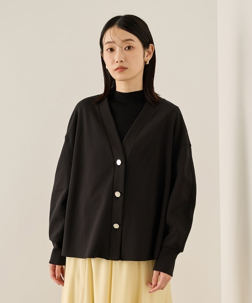 ketty(ケティ)の「カットジョーゼットTEXカーディガン≪手洗い可能≫(カーディガン/ボレロ・レディース・ブラック/オフホワイト・M)」の1枚目の写真