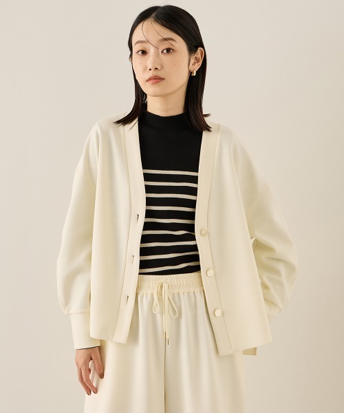 ketty(ケティ)の「カットジョーゼットTEXカーディガン≪手洗い可能≫(カーディガン/ボレロ・レディース・ブラック/オフホワイト・M)」の4枚目の写真