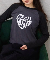CECIL McBEE | テレコリブハートロゴクルーネックプルオーバー(Tシャツ/カットソー)