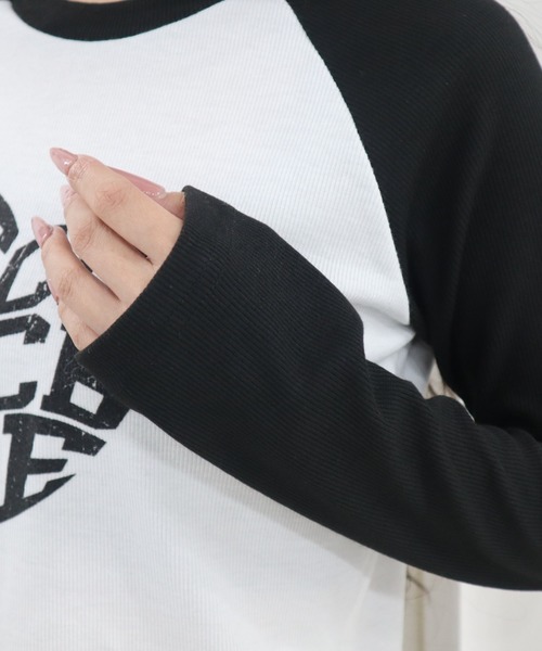 CECIL McBEE(セシルマクビー)の「テレコリブハートロゴクルーネックプルオーバー(Tシャツ/カットソー・レディース・オフホワイト/チャコールグレー・MEDIUM/LARGE)」の13枚目の写真