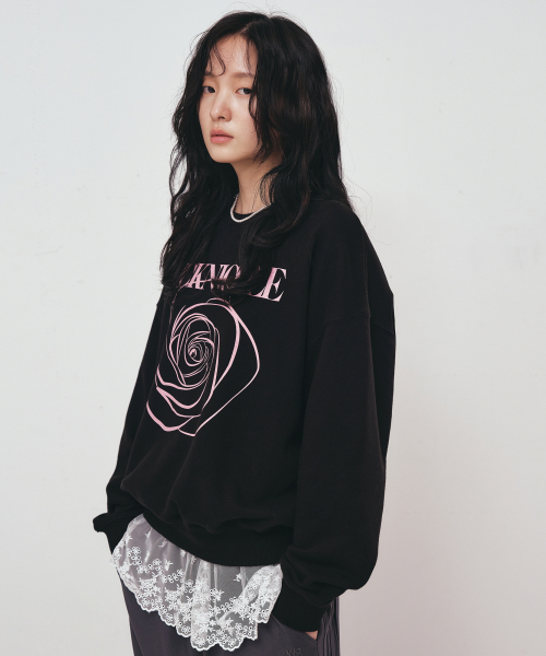 NICK&NICOLE(ニックアンドニコール)の「NICOLE ROSE PRINTING SWEATSHIRT_BLACK PINK(スウェット・レディース・その他・FREE)」の2枚目の写真