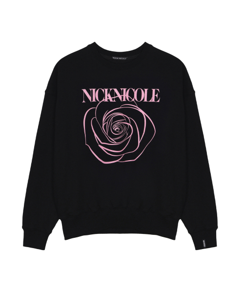 NICK&NICOLE(ニックアンドニコール)の「NICOLE ROSE PRINTING SWEATSHIRT_BLACK PINK(スウェット・レディース・その他・FREE)」の4枚目の写真