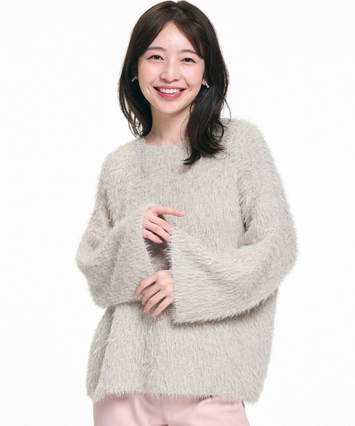 coca（coca）（コカ）の「ふんわりラメシャギーニットトップス（ニット/セーター・レディース・ライトグレー/チャコール・S/M/L）」の2枚目の写真