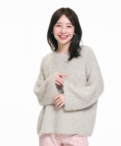 coca（coca）（コカ）の「ふんわりラメシャギーニットトップス（ニット/セーター・レディース・ライトグレー/チャコール・S/M/L）」の18枚目の写真