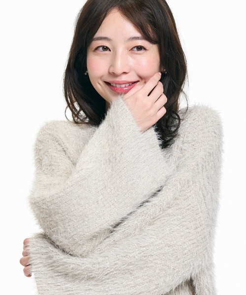 coca（coca）（コカ）の「ふんわりラメシャギーニットトップス（ニット/セーター・レディース・ライトグレー/チャコール・S/M/L）」の20枚目の写真