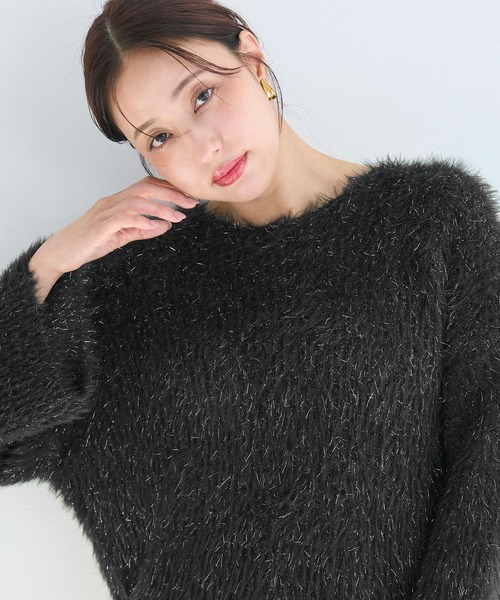 coca（coca）（コカ）の「ふんわりラメシャギーニットトップス（ニット/セーター・レディース・ライトグレー/チャコール・S/M/L）」の7枚目の写真