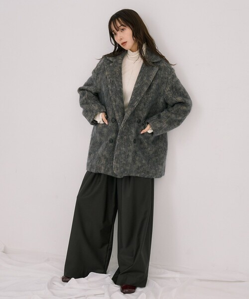 シャギーオーバージャケット｜ウールコート/モヘヤ/ジャケットコート