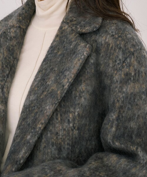 UNITED TOKYO（ユナイテッドトウキョウ）の「シャギーオーバージャケット｜ウールコート/モヘヤ/ジャケットコート/ショートコート/オフィスカジュアル/冬服（チェスターコート・レディース・ネイビー/ダークグレー・2/1）」の11枚目の写真