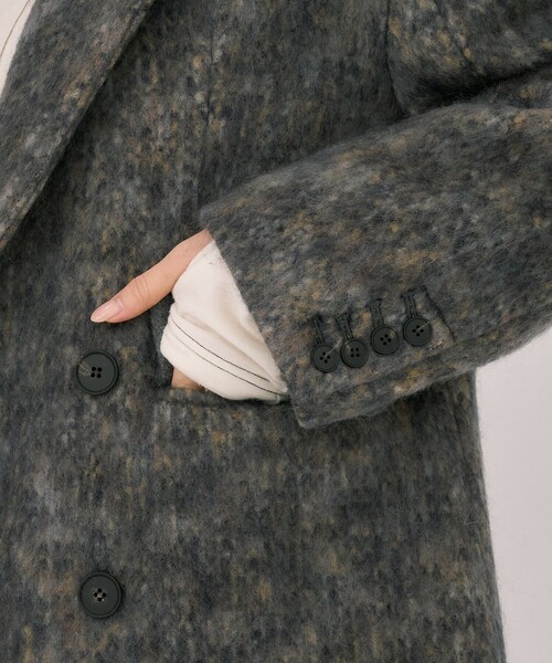 UNITED TOKYO（ユナイテッドトウキョウ）の「シャギーオーバージャケット｜ウールコート/モヘヤ/ジャケットコート/ショートコート/オフィスカジュアル/冬服（チェスターコート・レディース・ネイビー/ダークグレー・2/1）」の12枚目の写真