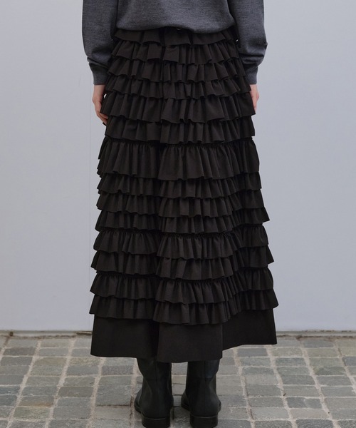LE CIEL BLEU(ルシェルブルー)の「ラッフルミディスカート / Ruffle Midi Skirt(スカート・レディース・ブラック・36)」の5枚目の写真
