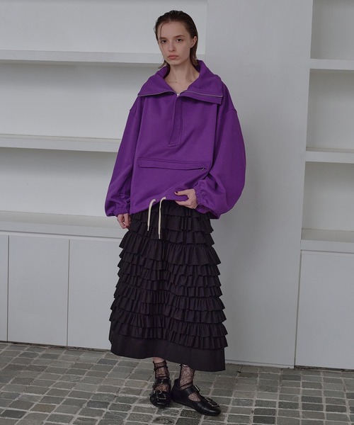 LE CIEL BLEU(ルシェルブルー)の「ラッフルミディスカート / Ruffle Midi Skirt(スカート・レディース・ブラック・36)」の9枚目の写真