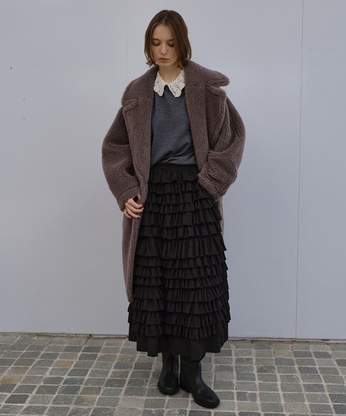LE CIEL BLEU(ルシェルブルー)の「ラッフルミディスカート / Ruffle Midi Skirt(スカート・レディース・ブラック・36)」の10枚目の写真