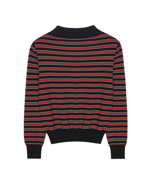 NICK&NICOLE(ニックアンドニコール)の「MULTI STRIPE V-NECK COLLAR KNIT_BLACK(ニット/セーター・レディース・その他・FREE)」の5枚目の写真