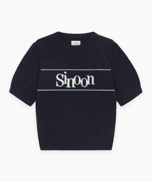 SINOON(シヌーン)の「Sinoon Logo Half Knit (Navy)(ニット/セーター・レディース・ネイビー・FREE)」の1枚目の写真
