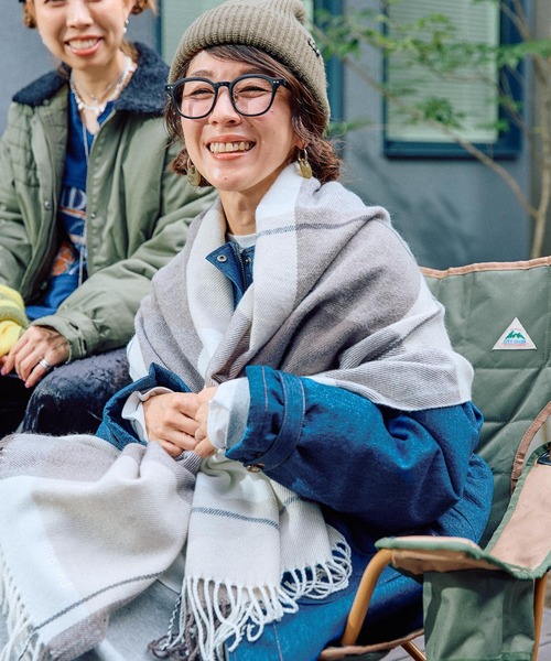 niko and...（ニコアンド）の「【人気スタッフプロデュース企画】メンバーチェックストール（ストール/ショール・レディース・グレー/ブルー/その他1/イエロー・0）」の2枚目の写真