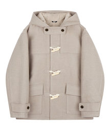 TRILLION（トリリオン）の「ユニセックス バルマカン ダッフル ショートコート (ベージュ)（チェスターコート）」